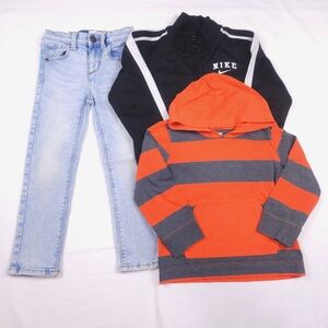 Nike Kids Black Jacket with Orange and Gray Striped Hoodie And Jeans Size 4T